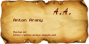 Anton Arany névjegykártya